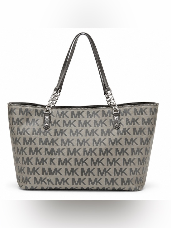 Michael Kors Handbags - Michael Kors Gray MK Logo Chain-strap Tote